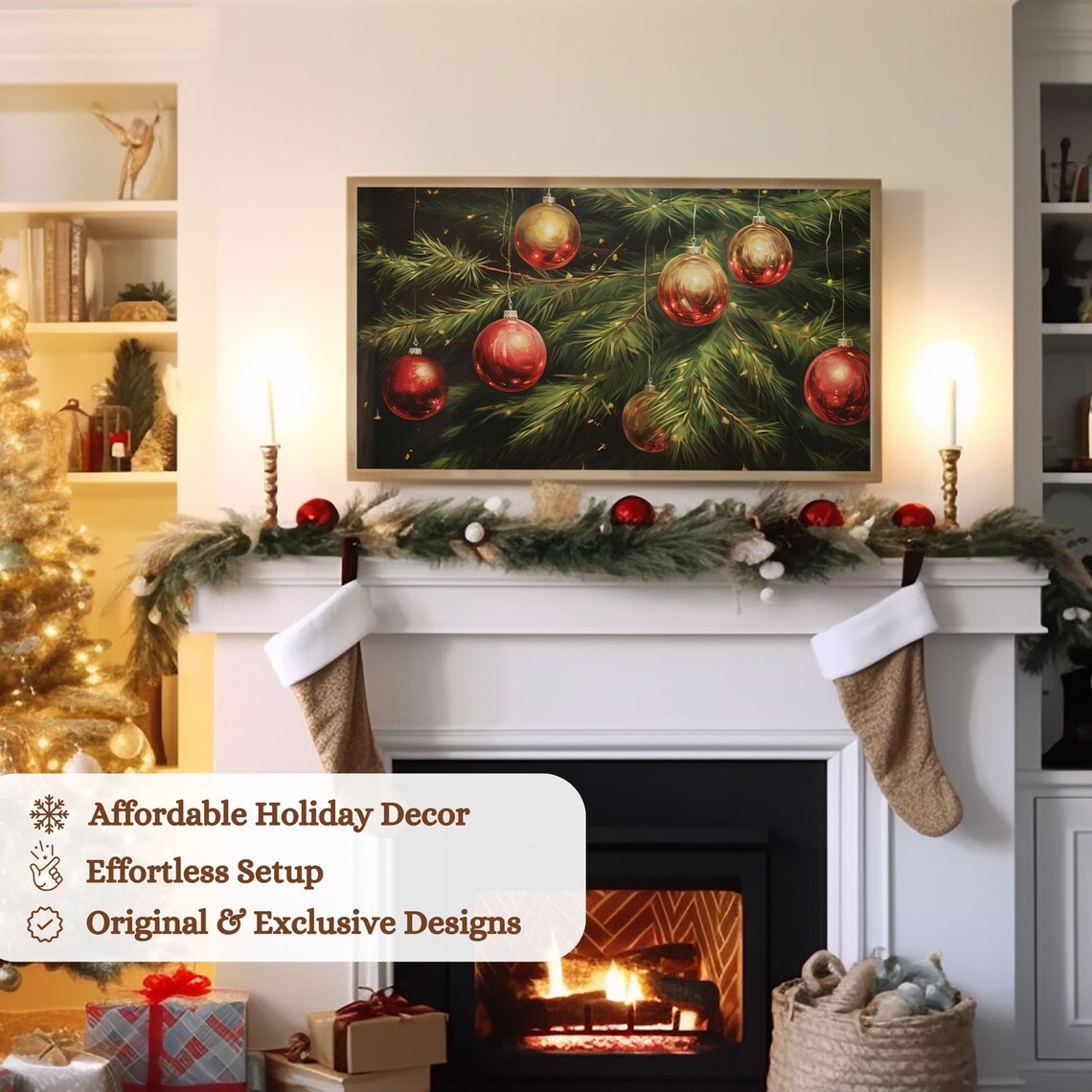 Christmas Ornaments Art Print, Farmhouse Christmas Decor - Image 3