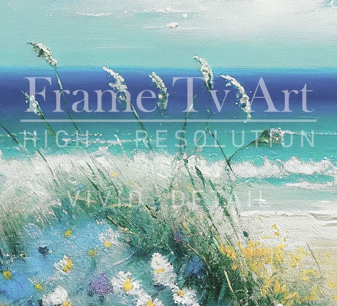 Summer Coastal Landscape Vintage Cottage Art Print - Image 2