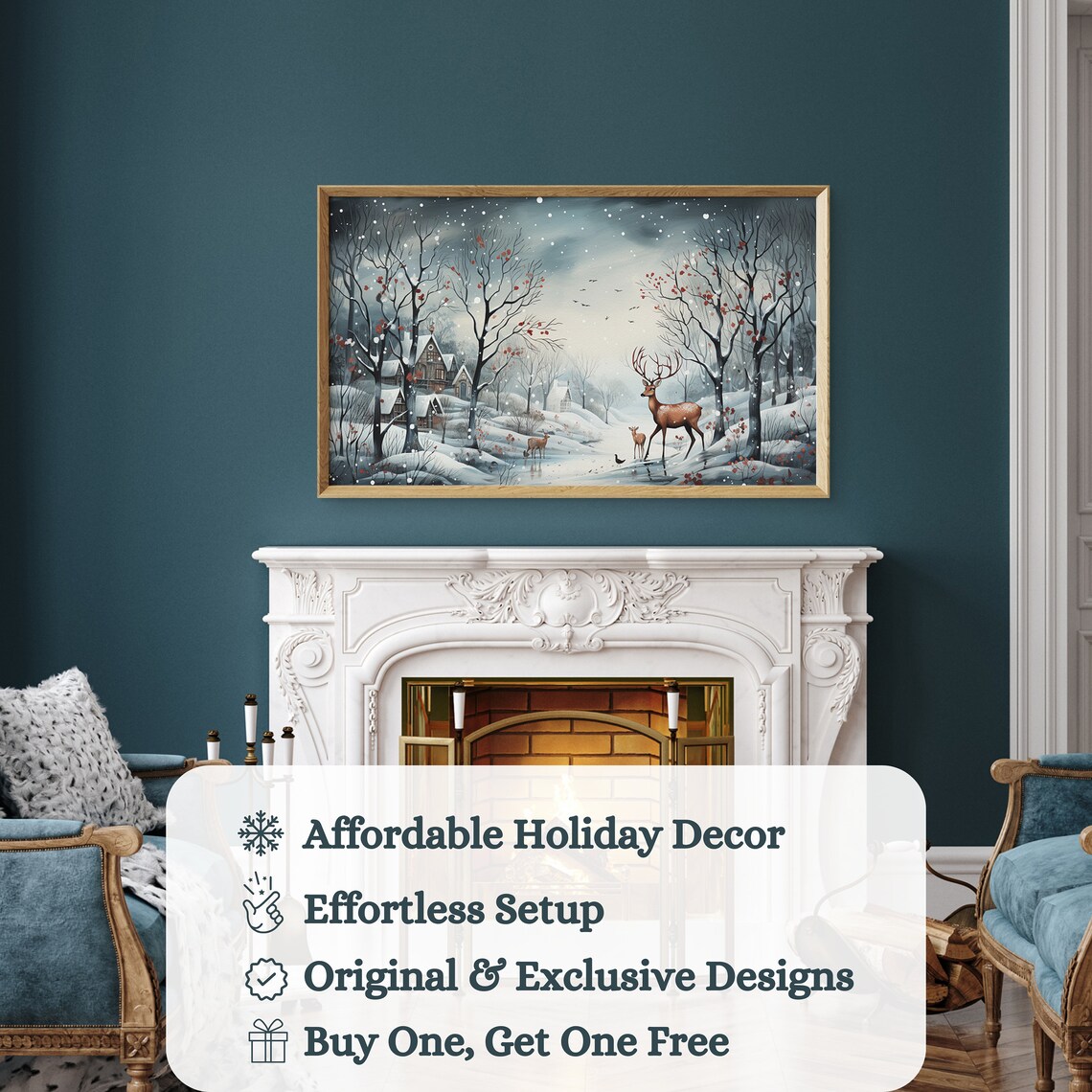 Christmas Landscape Art Print, Modern Winter Decor - Image 3