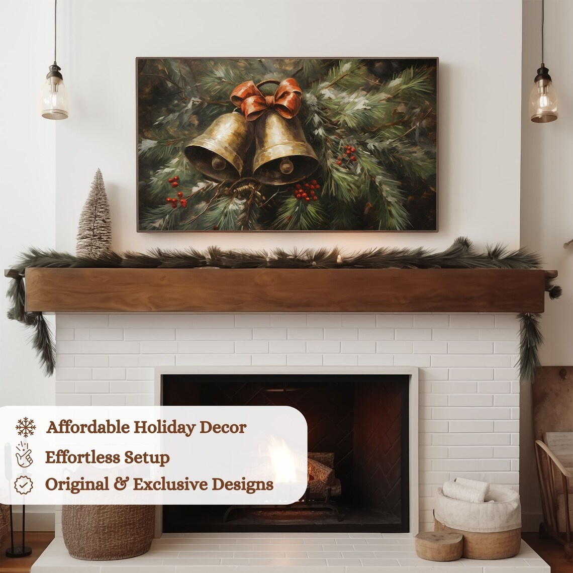 Vintage Christmas Jingle Bells Art Print - Image 3