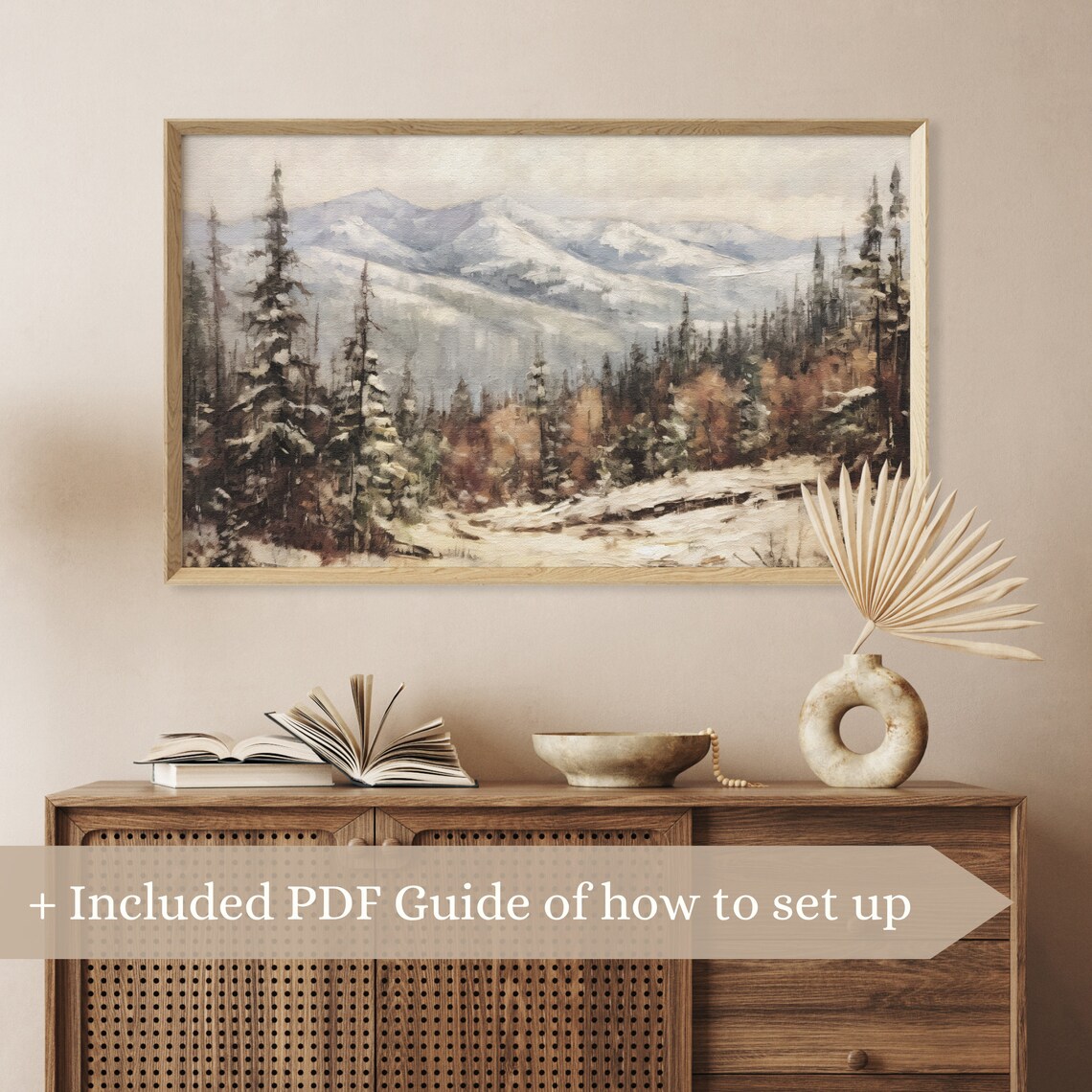 Winter Mountains Christmas Vintage Art Print - Image 2