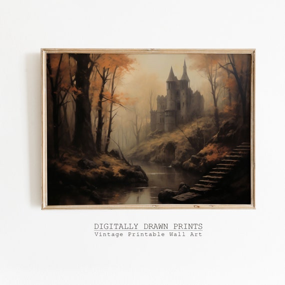 Spooky Haunted Castle Vintage Halloween Art Print