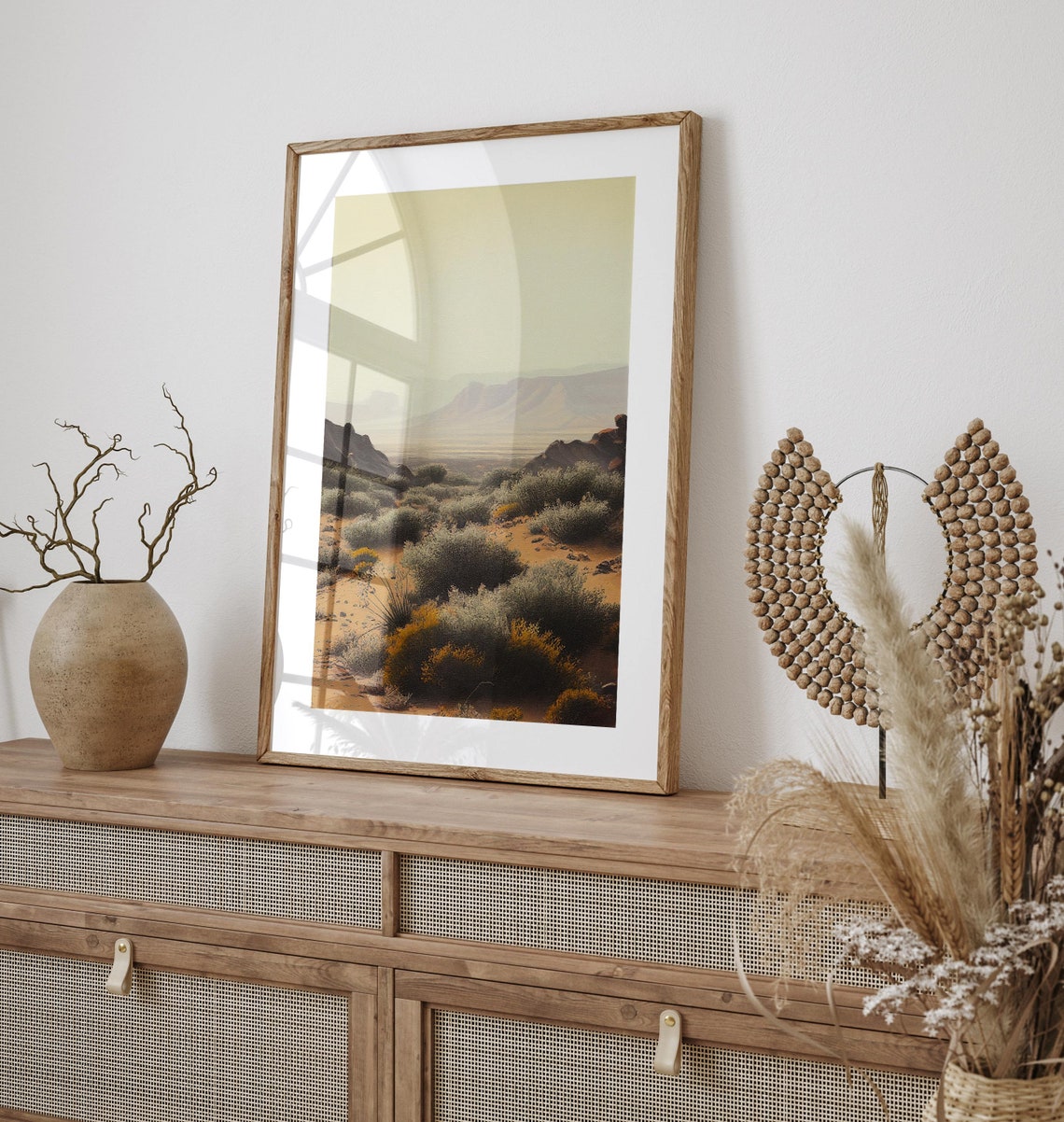 Moody Desert Scrubland Mesas Distant Peaks Vintage Landscape Poster - Image 3