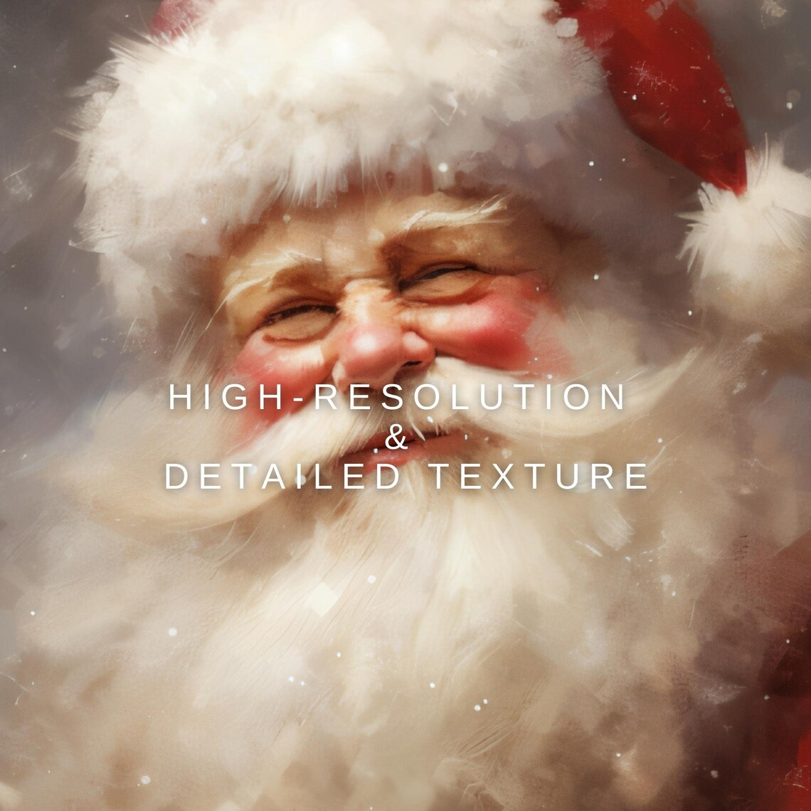 Smiling Santa Claus Portrait Vintage Holiday Oil Paint Poster - Image 2