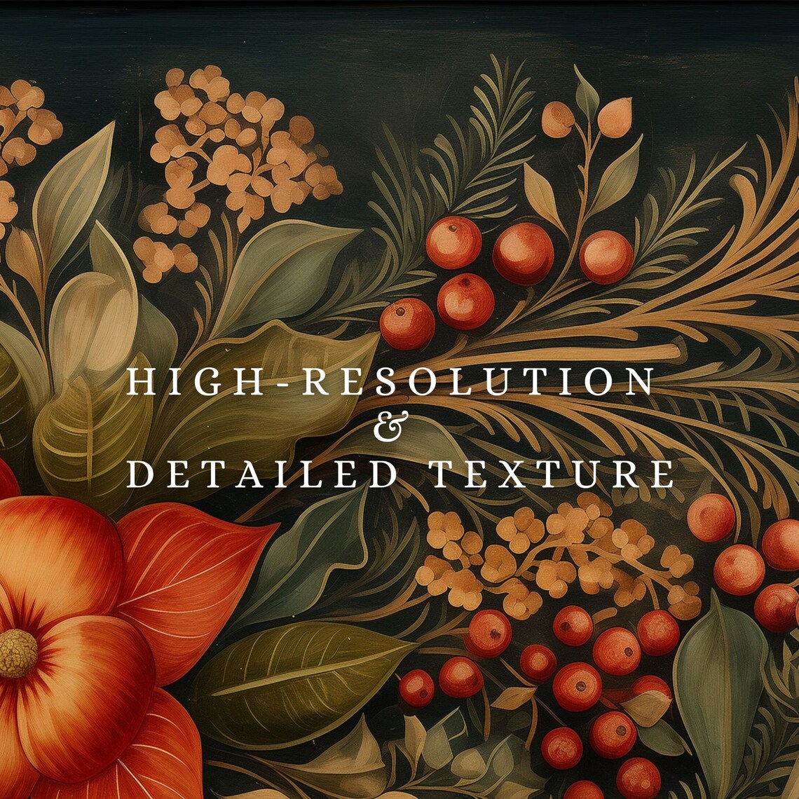 Christmas Frame Tv Art Vintage Christmas Rosemaling Art Scandinavian Christmas Decor Floral Holiday Painting Tv Art - Image 2