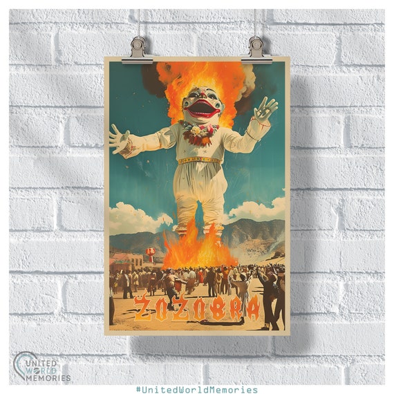 New Mexico Retro Zozobra Poster New Mexico Travel Print United States Retro Wall Art Zozobra Gift Zozobra Print