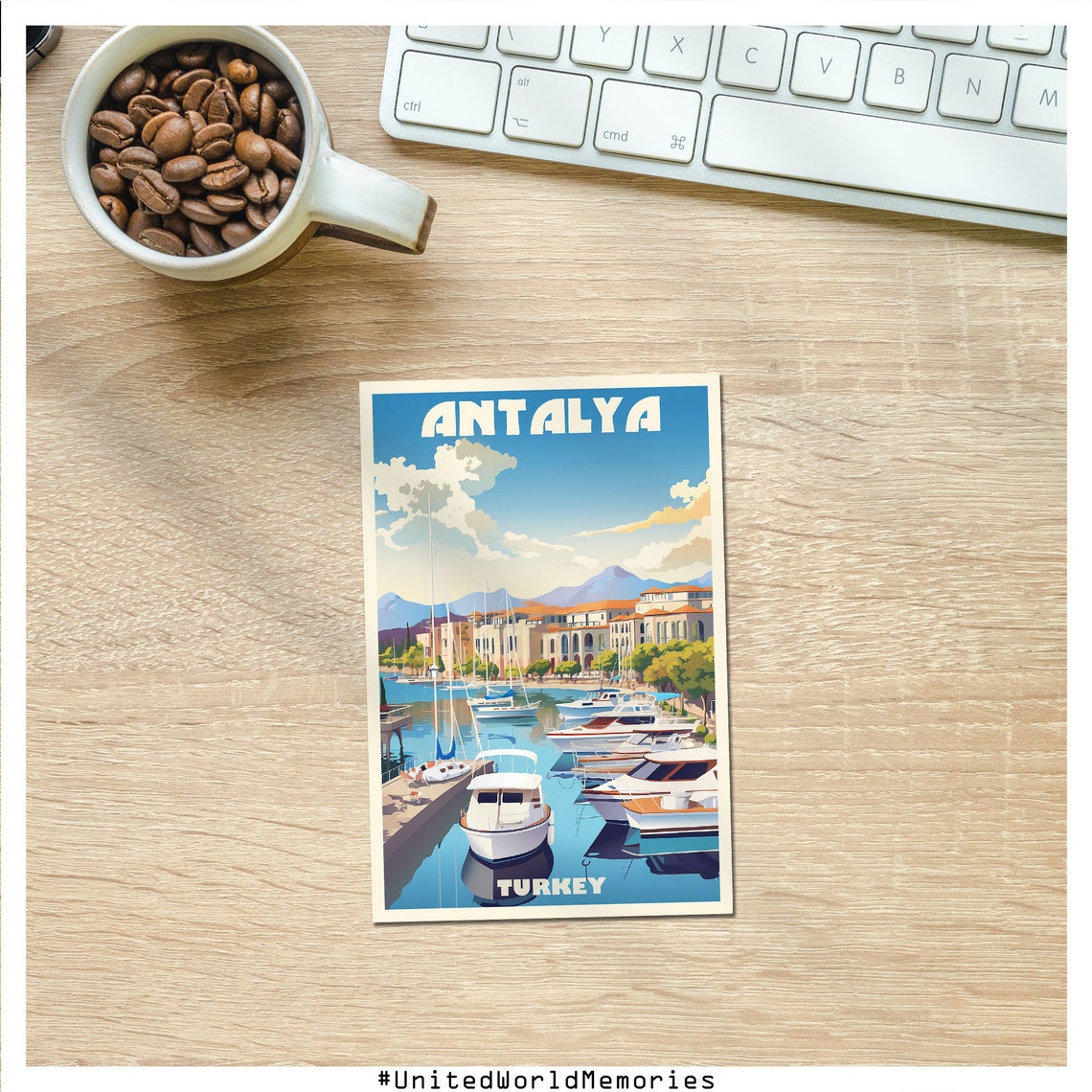 Antalya Turkey Marina Harbor Sailing Yacht Waterfront Poster - Image 3