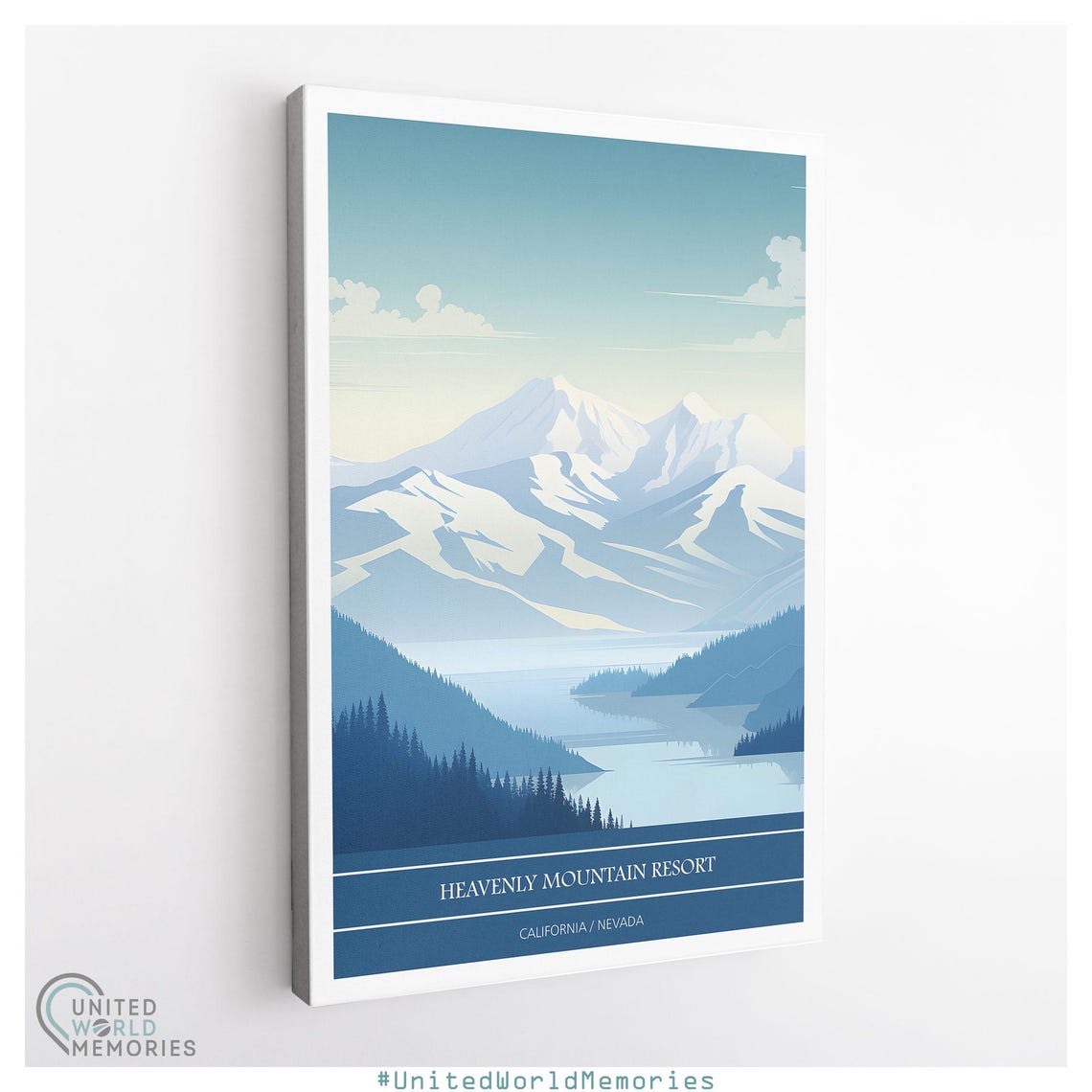 Heavenly Mountain Resort California Nevada Minimalist Blue Lake Poster - Image 3