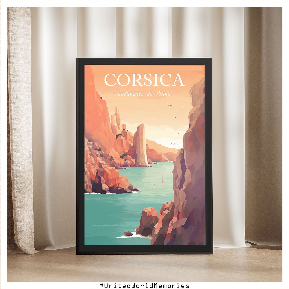 Corsica Calanques De Piana Red Cliffs France Vintage Travel Poster - Image 5