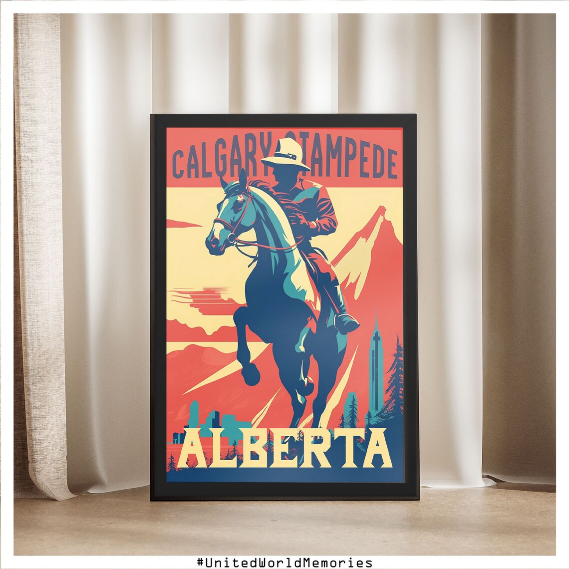 Calgary Stampede Alberta Rodeo Cowboy Horse Vintage Travel Poster - Image 4