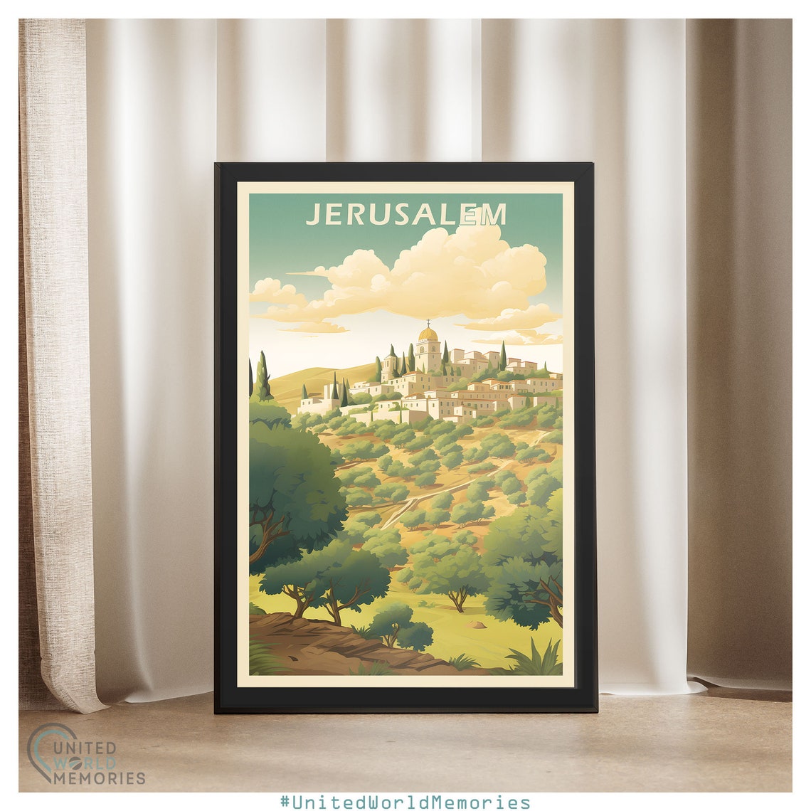 Jerusalem Garden Of Olives Poster Israel Vintage Retro Poster Travel Lover Gift Israel Jerusalem Print The Holy City - Image 4