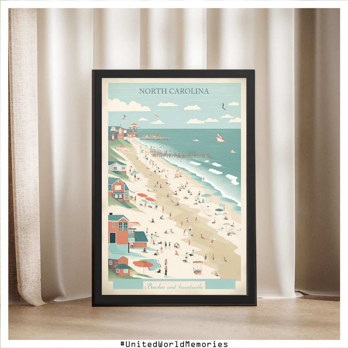 North Carolina Vintage Travel Poster, USA Wall Decor - Image 4
