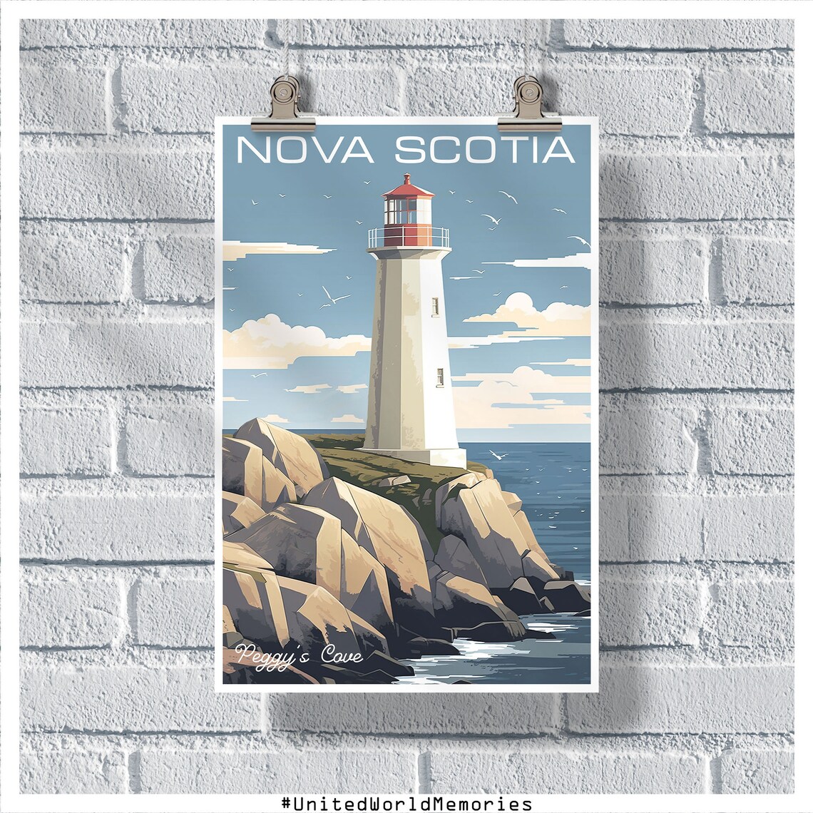 Peggys Cove Travel Poster, Nova Scotia Vintage