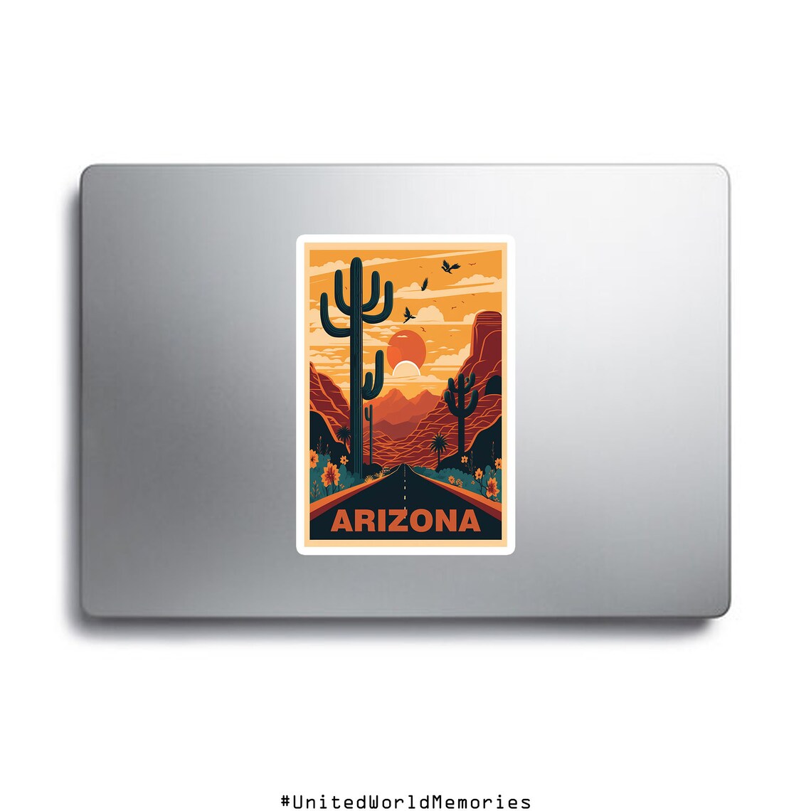 Arizona Desert Sunset Saguaro Cactus Road Vintage Travel Poster - Image 2