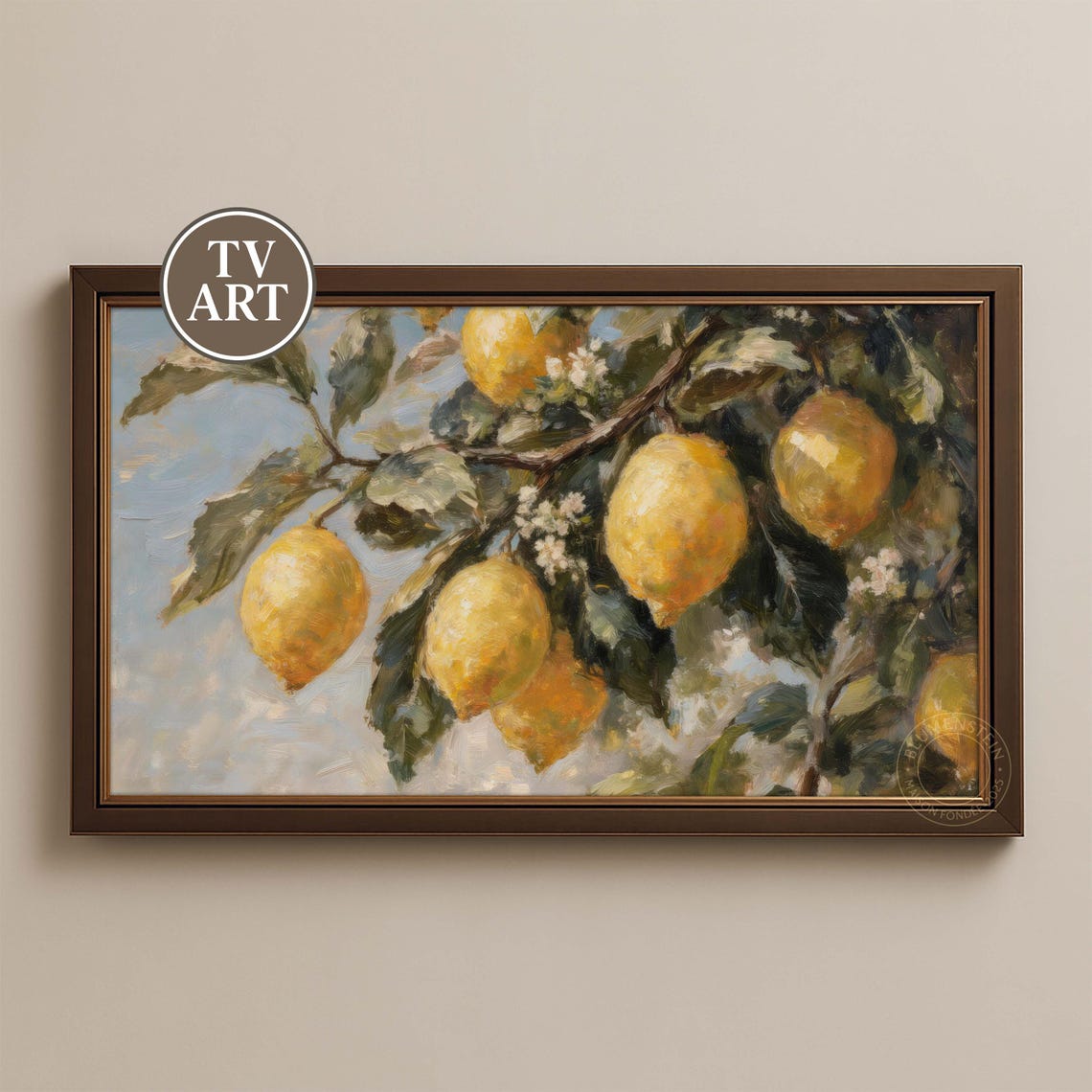 Lemon Tree Branch Vintage Citrus Oil Painting Kitchen Poster