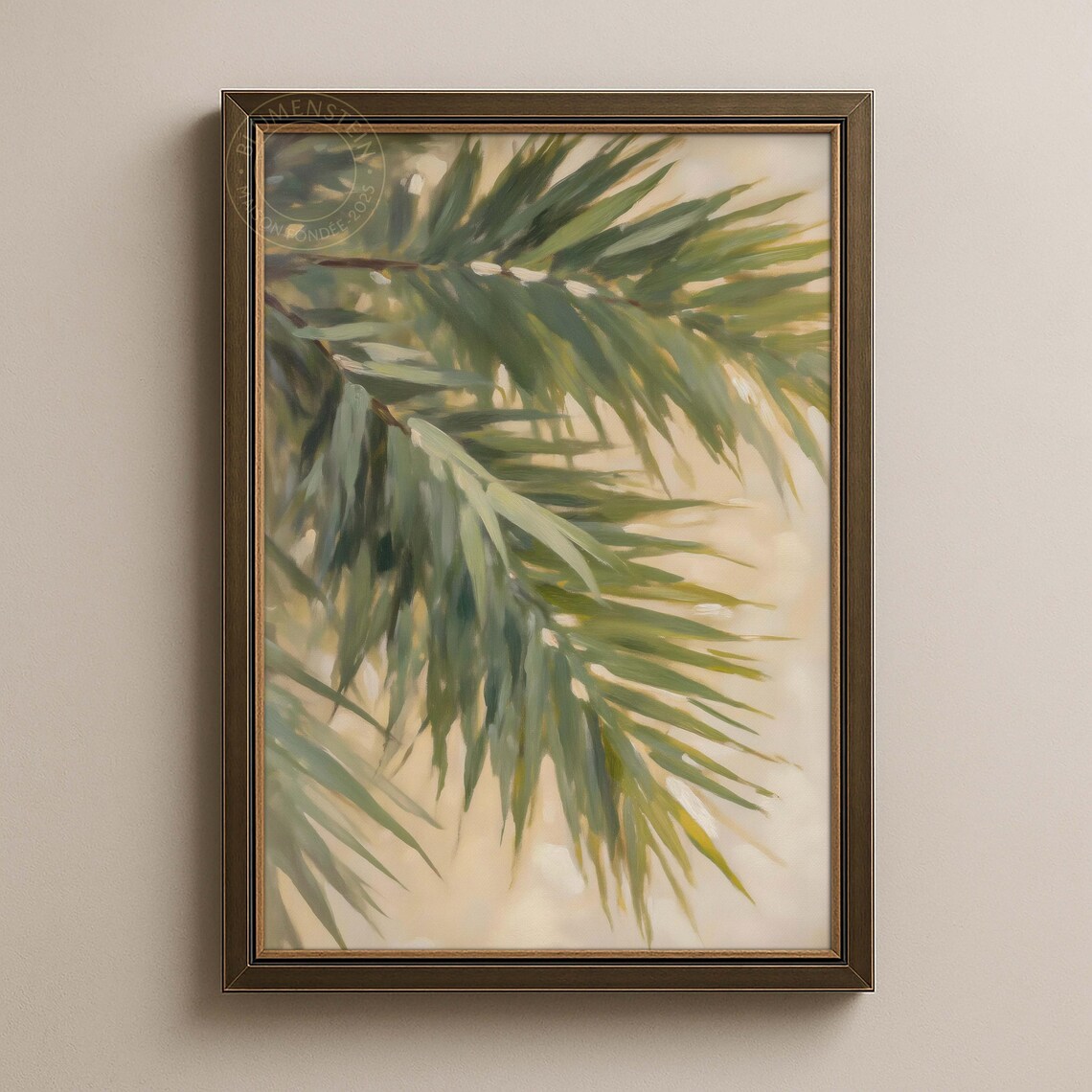 Emerald Palm Fronds Tropical Botanical Oil Painting Wall Poster