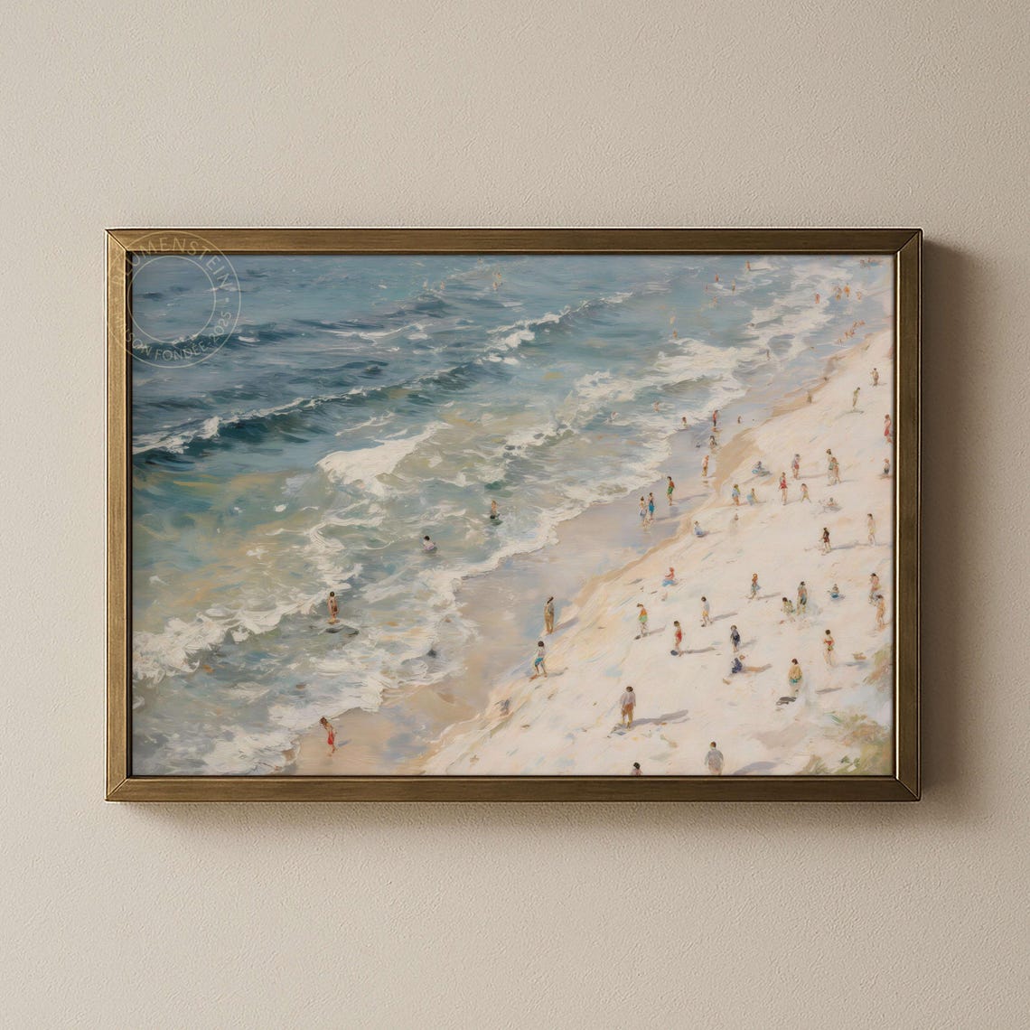 Turquoise Beach Aerial Ocean View Crowded Summer Shore Poster