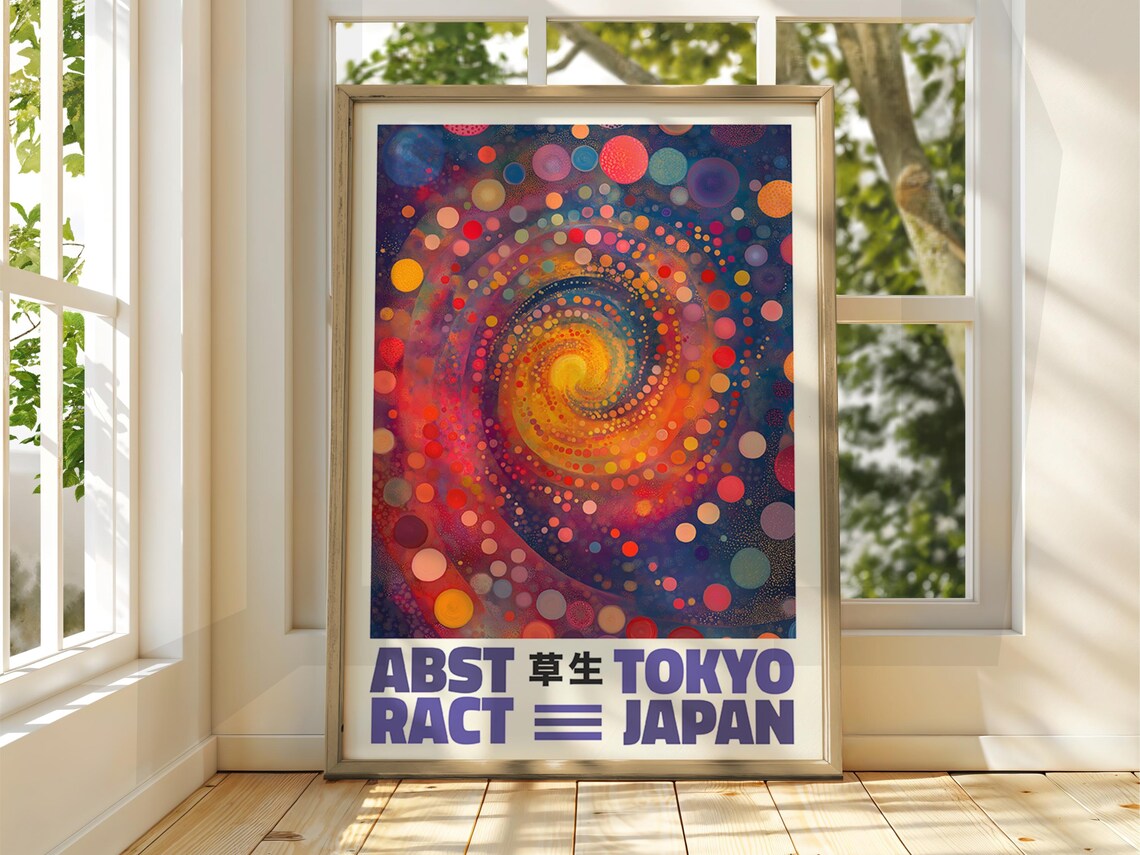 Abstract Dot Poster Art Exhibition Japanese Gallery Print Bright Colourful Floral