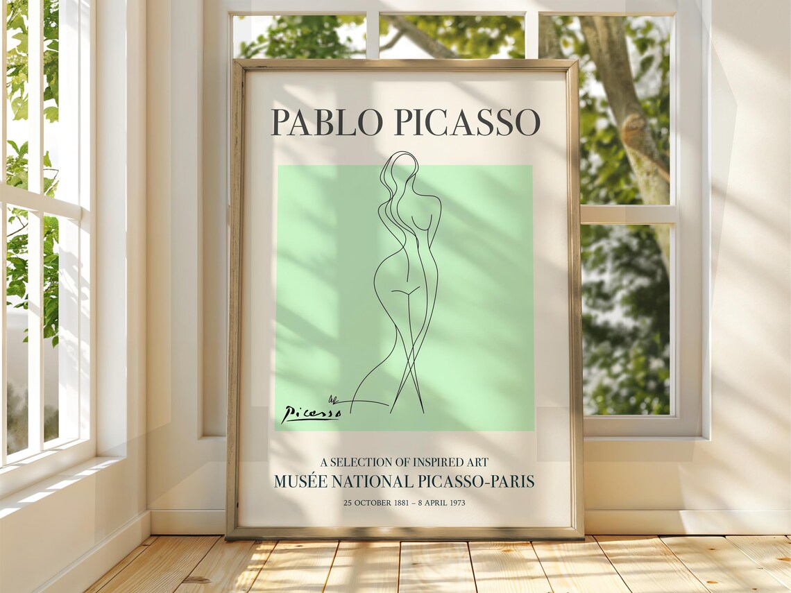 Pablo Picasso Nude Woman Line Drawing Exhibition Gallery Art Poster