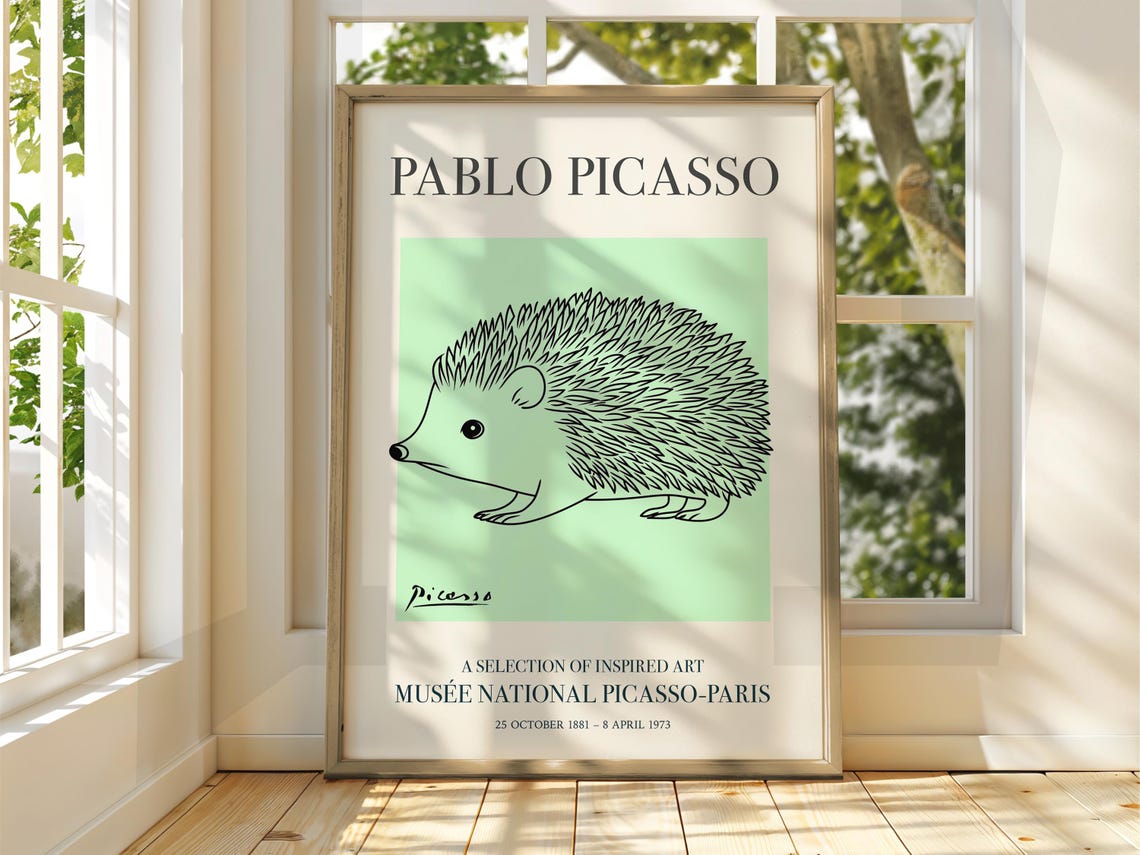 Pablo Picasso Hedgehog Line Drawing Exhibition Art Gallery Poster