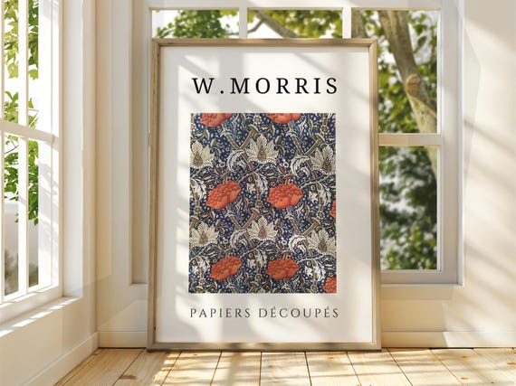 William Morris Style Floral Poster Exhibition Gallery Print Wall Art Trees Stars Moon Flowers