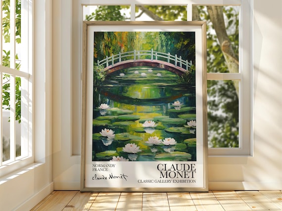 Claude Monet Water Lilies Bridge Normandy France Exhibition Poster