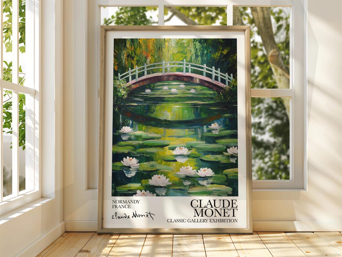 Claude Monet Water Lilies Bridge Normandy France Exhibition Poster