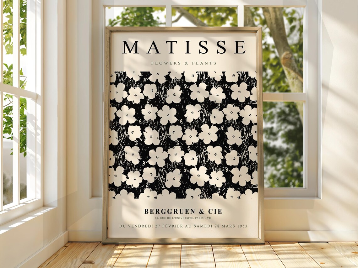 Matisse Flowers and Plants Black White Exhibition Poster 1953