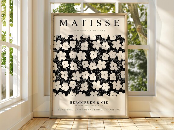 Matisse Flowers and Plants Black White Exhibition Poster 1953