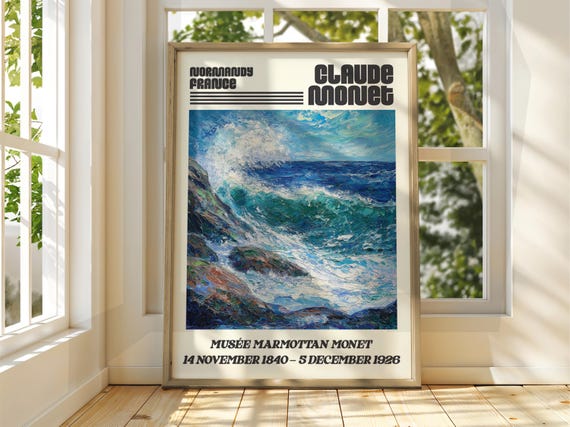 Claude Monet Poster Watercolour Art Print Vintage French Home Decor Famous Impressionism Gallery