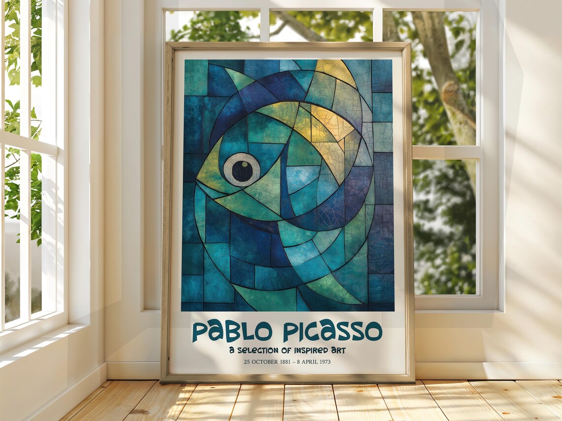 Pablo Picasso Art Exhibition Print Cubism Surrealism Poster Abstract Gallery Home Decor Fish