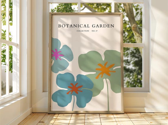 Botanical Garden Poster Exhibition Gallery Print Flower Market Wall Art Floral Pastel Flowers Botanic