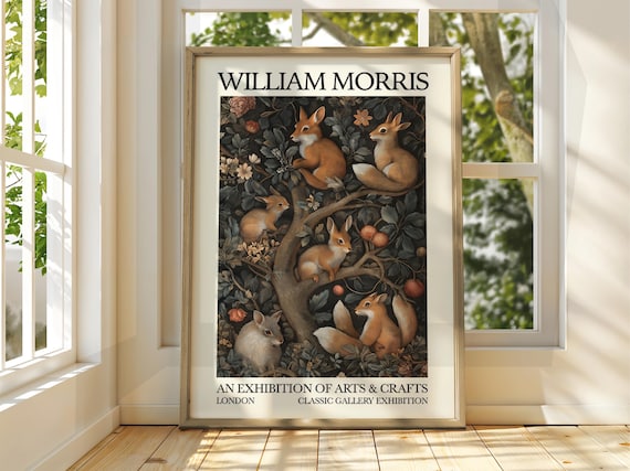 William Morris Style Rabbit Poster Exhibition Gallery Print Wall Art Floral