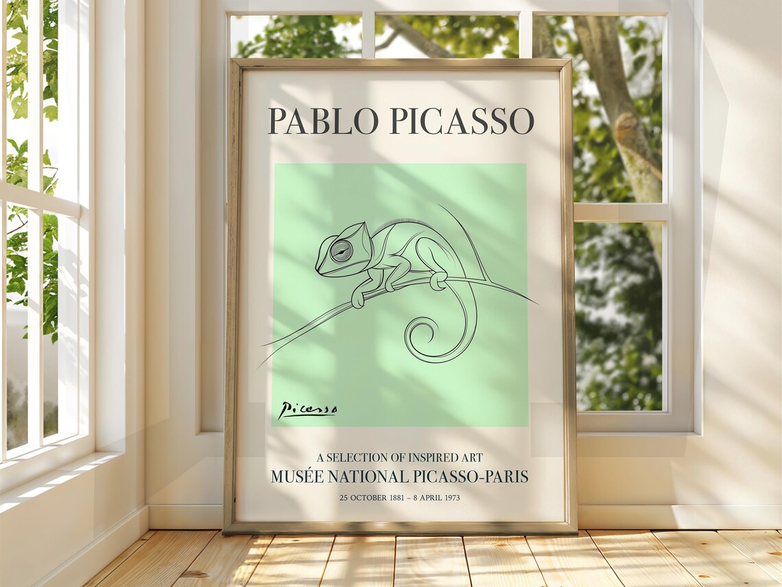 Pablo Picasso Chameleon Line Art Inspired Gallery Exhibition Print