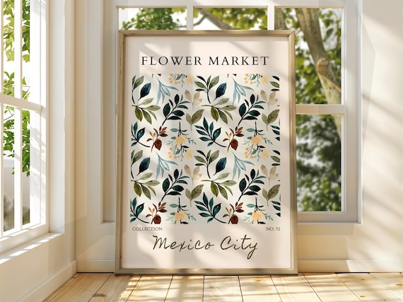 Flower Market Mexico City Botanical Leaf Watercolor Collection Print No 72