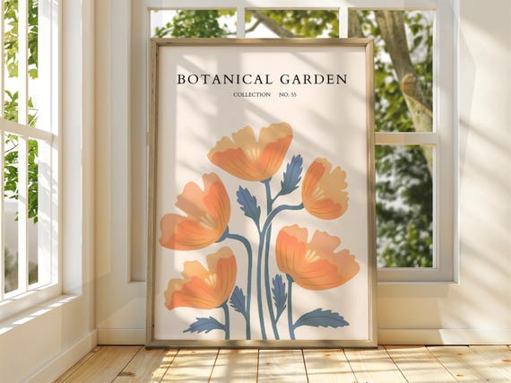 Botanical Garden Poster Exhibition Gallery Print Flower Market Wall Art Floral Pastel Flowers Botanic