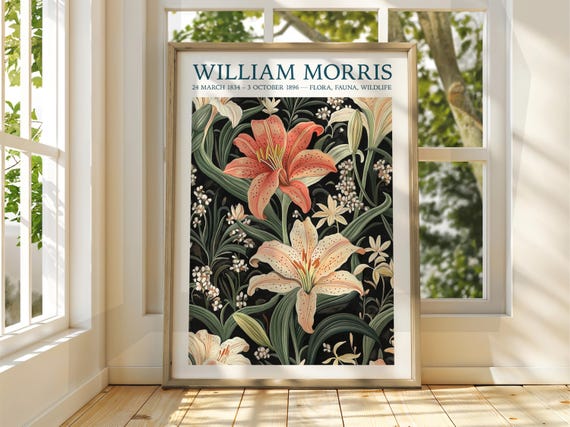 William Morris Lily Exhibition Floral Botanical Gallery Poster