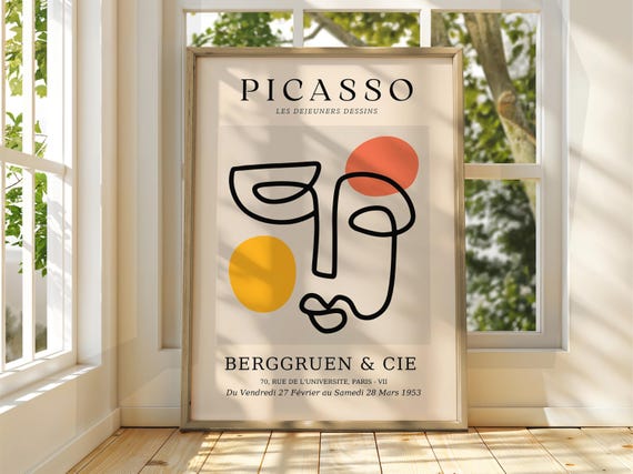Pablo Picasso Art Exhibition Print Line Floral Poster Gallery Home Decor