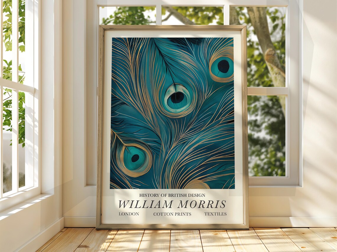 William Morris Style Peacock Feathers Art Print