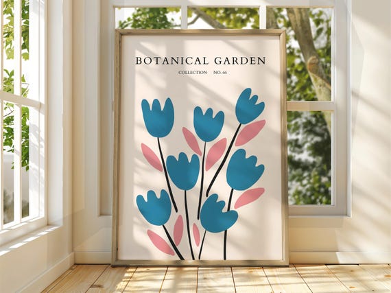 Botanical Garden Poster Exhibition Gallery Print Flower Market Wall Art Floral Pastel Flowers Botanic