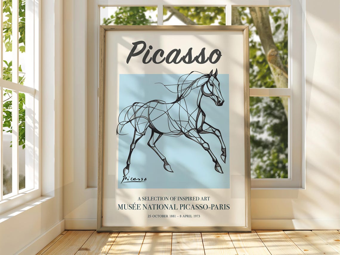 Pablo Picasso Art Exhibition Print Line Classic Poster Gallery Home Decor Horse