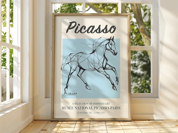 Pablo Picasso Galloping Horse Line Art Exhibition Gallery Poster
