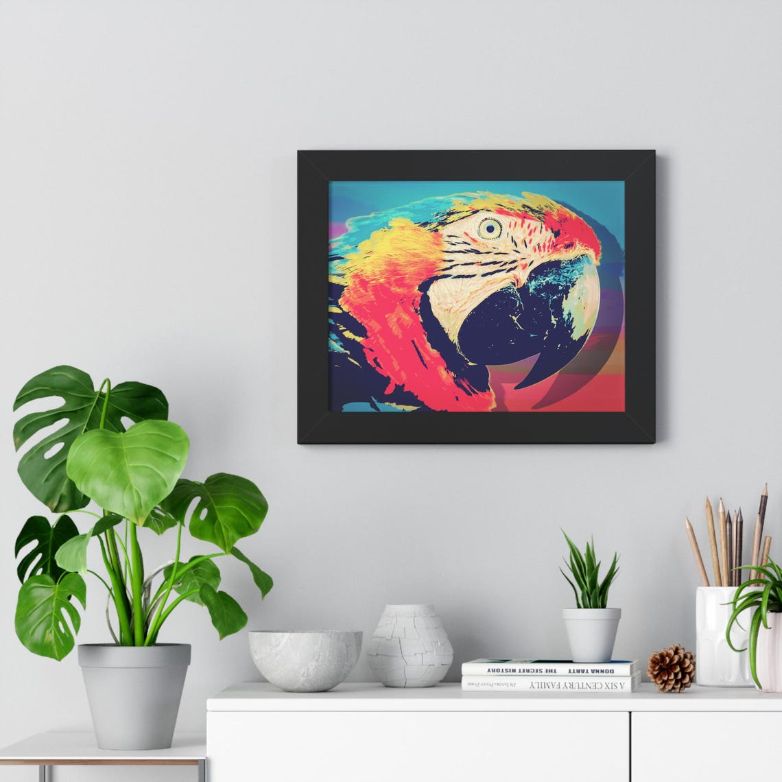Scarlet Macaw Parrot Profile Portrait in Bold Pop Art Poster - Image 2