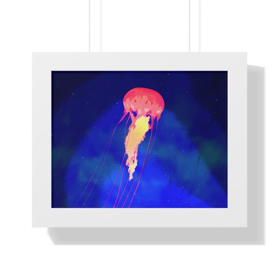 Vibrant Jellyfish Framed Poster Ocean Themed Wall Art For Home Decor Gift For Ocean Lovers Sea Animal Enthusiasts Birthday Gift
