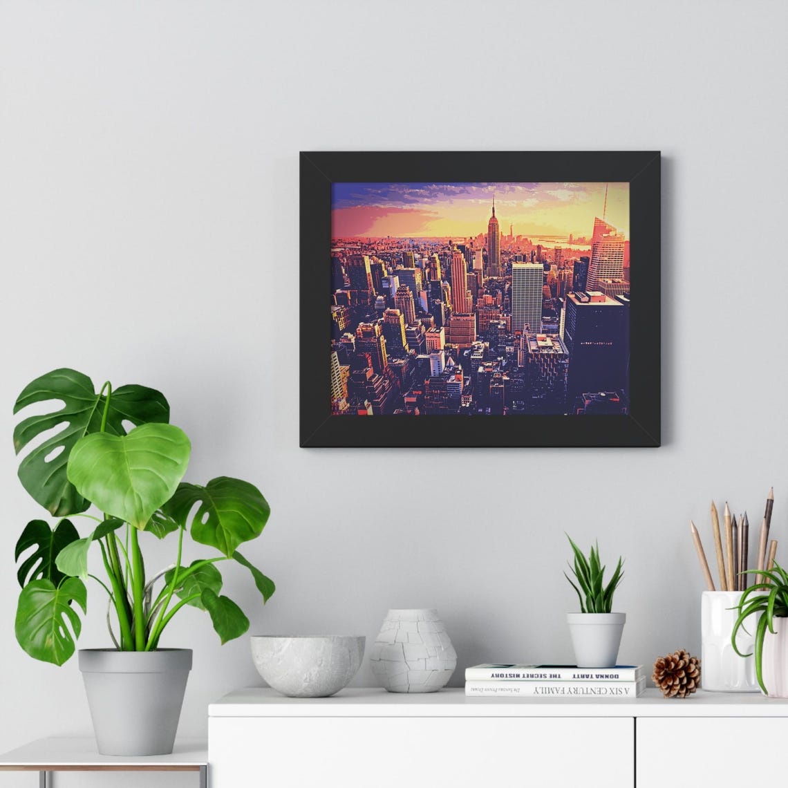 Golden New York City Skyline at Sunset in Warm Tones Framed Poster - Image 4