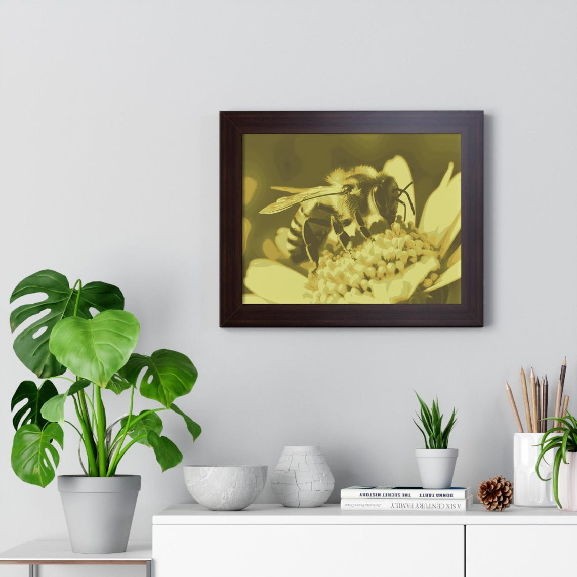 Framed Bee In Flower Print Botanical Art Nature Decor Eco Friendly Gift Insect Lover Art Home Office Decor Spring Gift Mothers Day - Image 4