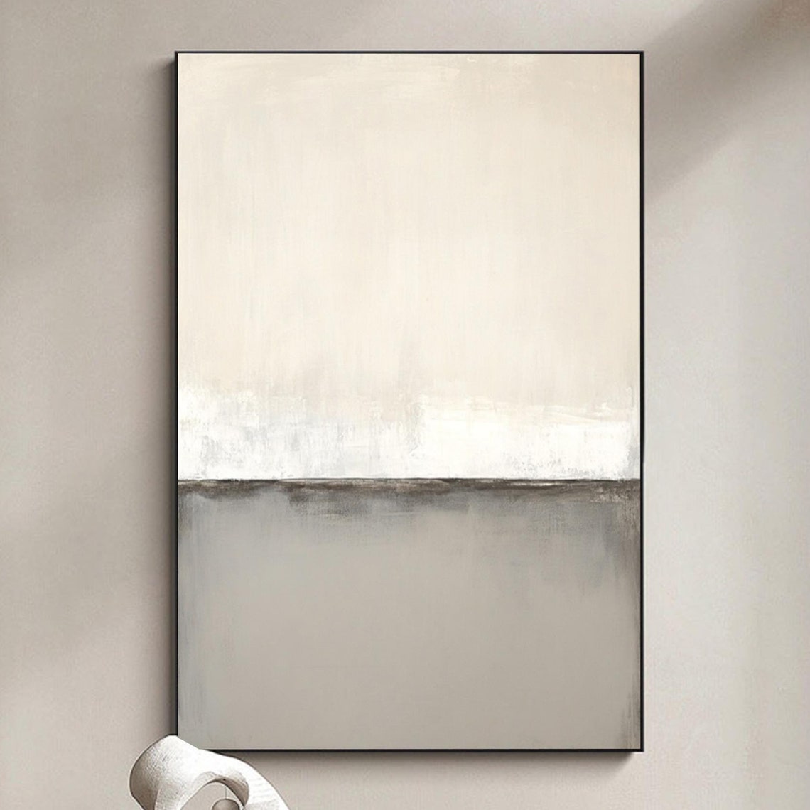 Beige Gray Minimalist Horizon Abstract Neutral Art Wall Poster