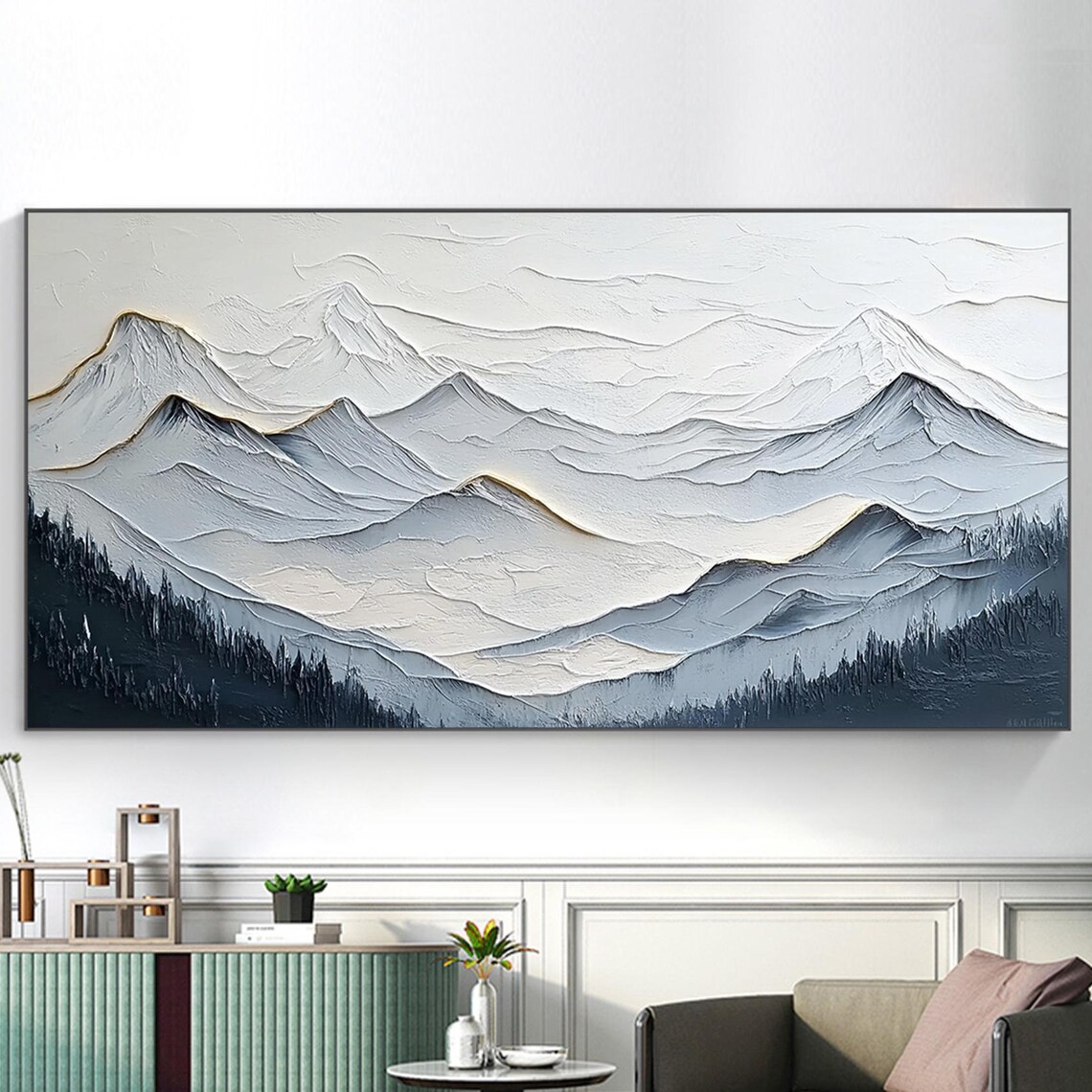 Mountain Ridge Gold Peak Accent Textured Panoramic Sunrise Poster