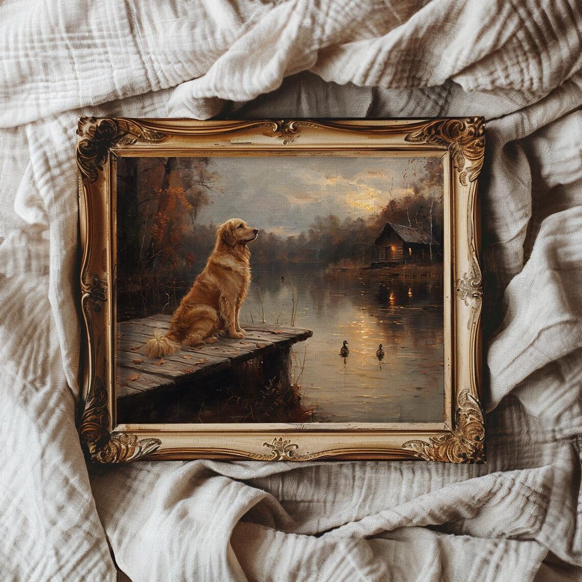 Golden Retriever Art Print, Cabin Hunting Decor - Image 2