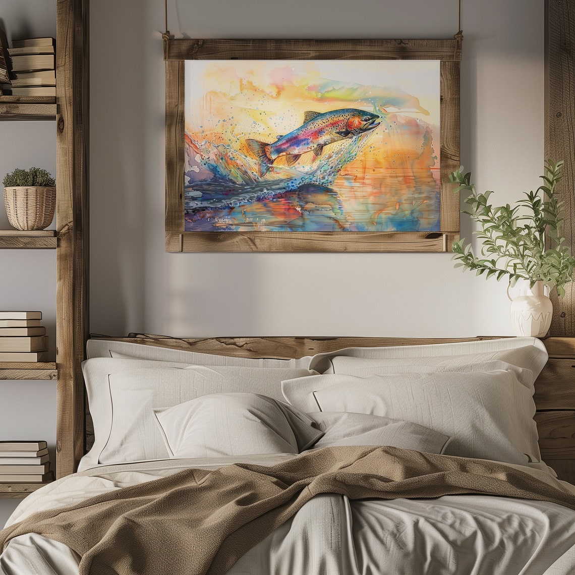 Rainbow Trout Wall Art Fisherman Decor Fishing Wall Art Fishing Decor Gifts For Dad Gifts For Fishermen Fly Fishing Wall Art Nature - Image 2